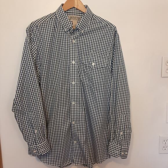 Duluth Button Up Shirt Mens M Blue Plaid Long Sleeve Outdoors Work Casual - Picture 1 of 10